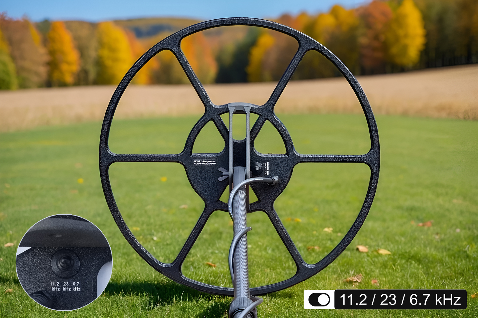 Metal detector search coil with switchable frequencies, multi frequency.