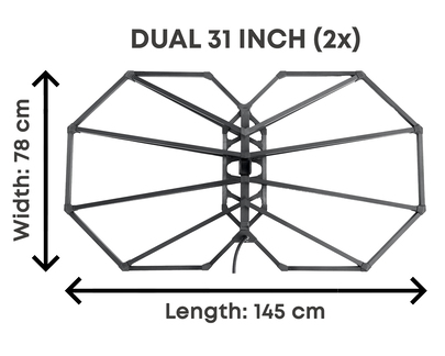 Dual 31 Inch Measurements